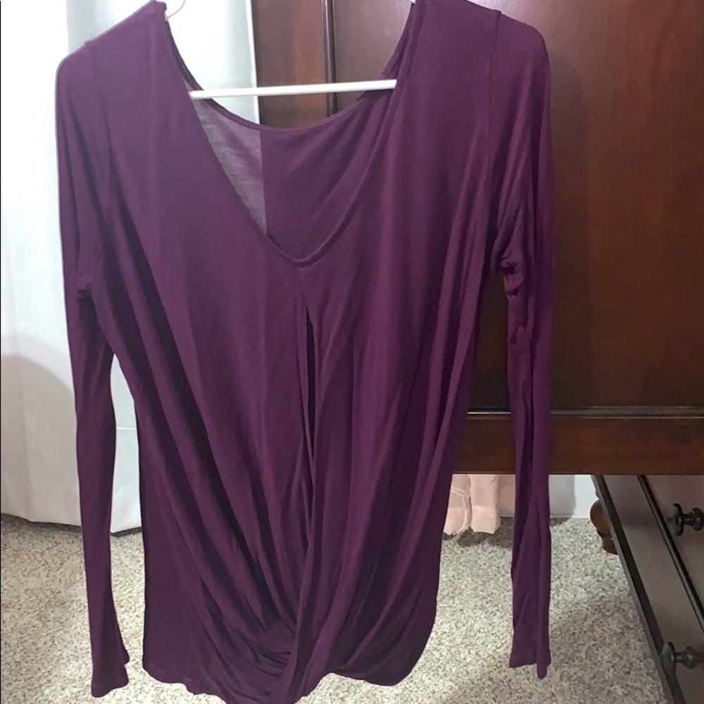Express long sleeve open knot top